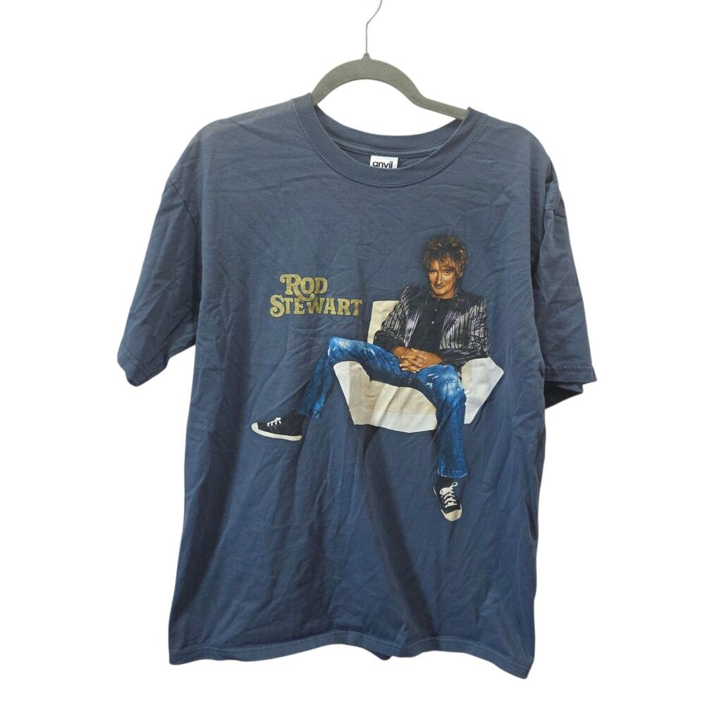 Rod Stewart‎ 2007 Rockin In The Round Tour T Shirt Blue Mens Large Band